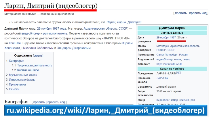 Дмитрий Ларин блоггер Википедия